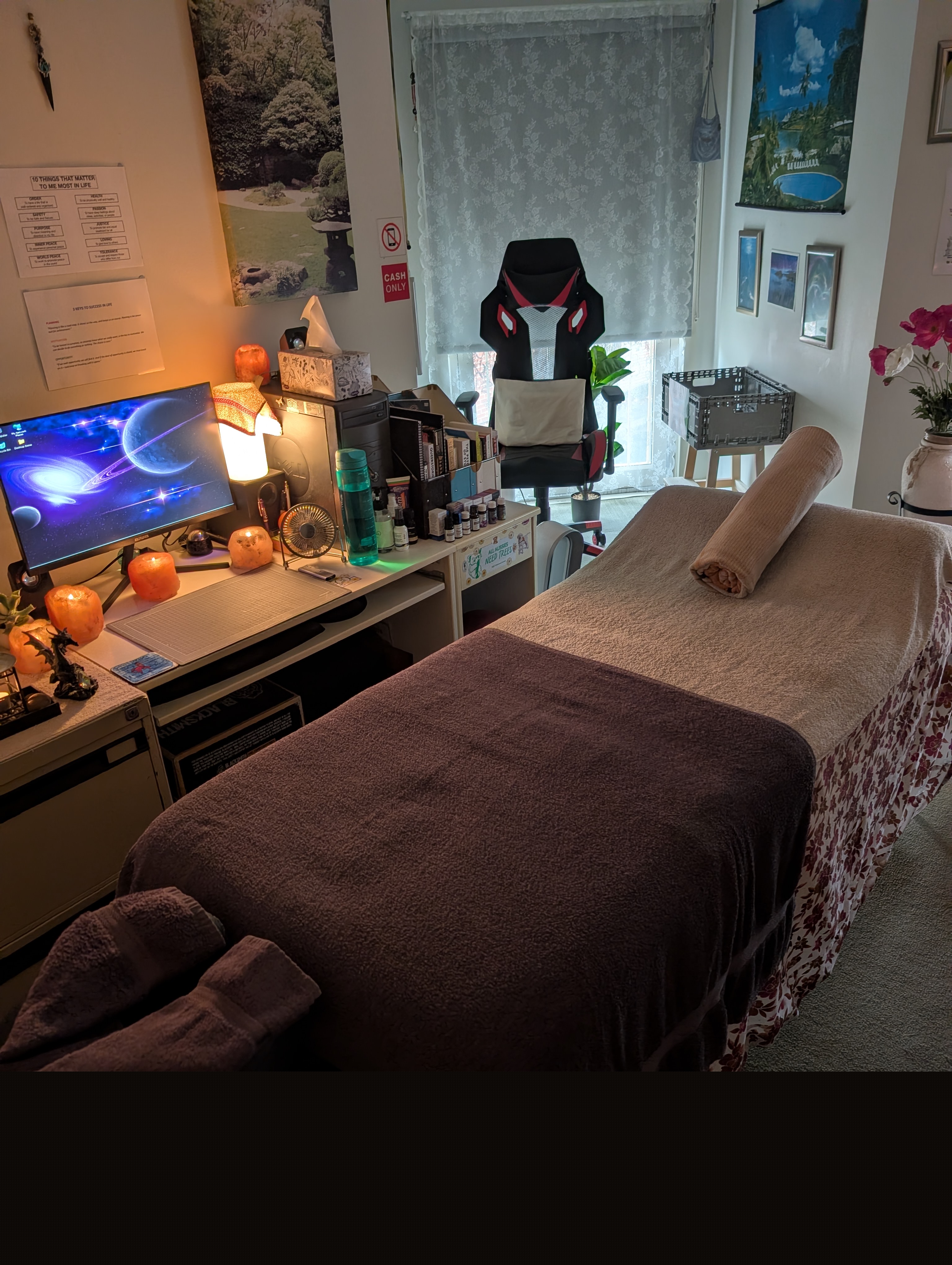 Peaceful massage treatment room